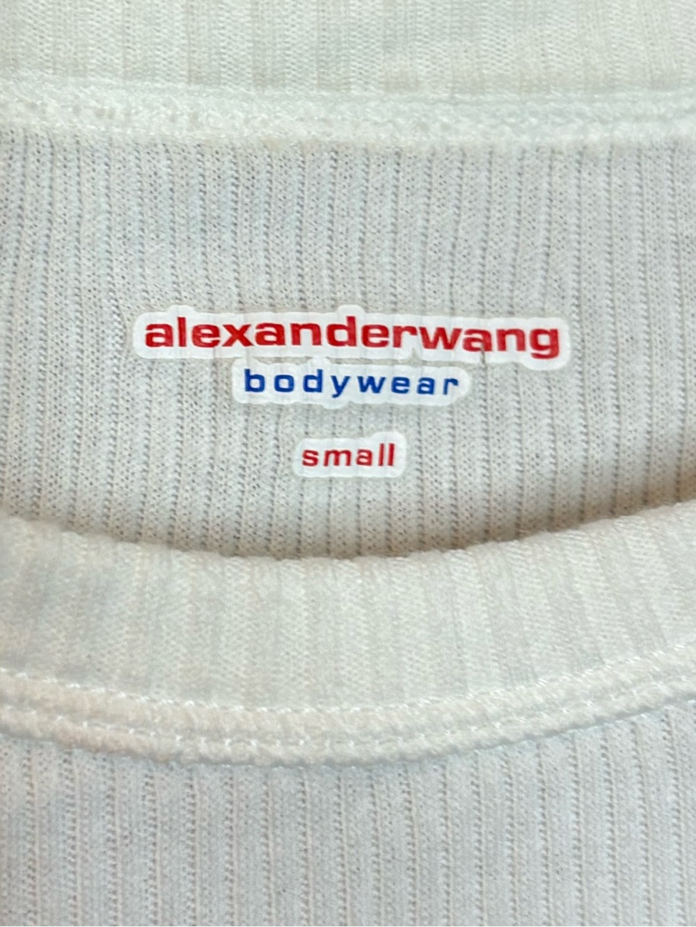 Alexander Wang White Ribbed Crewneck Sweater with Logo Detail